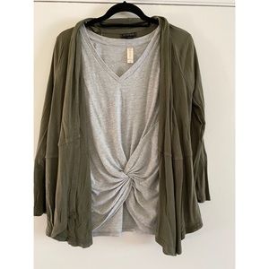 Green thin cardigan